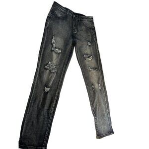 Romwe Mens Jeans Straight Leg Stretch Distressed Size 30 NWT